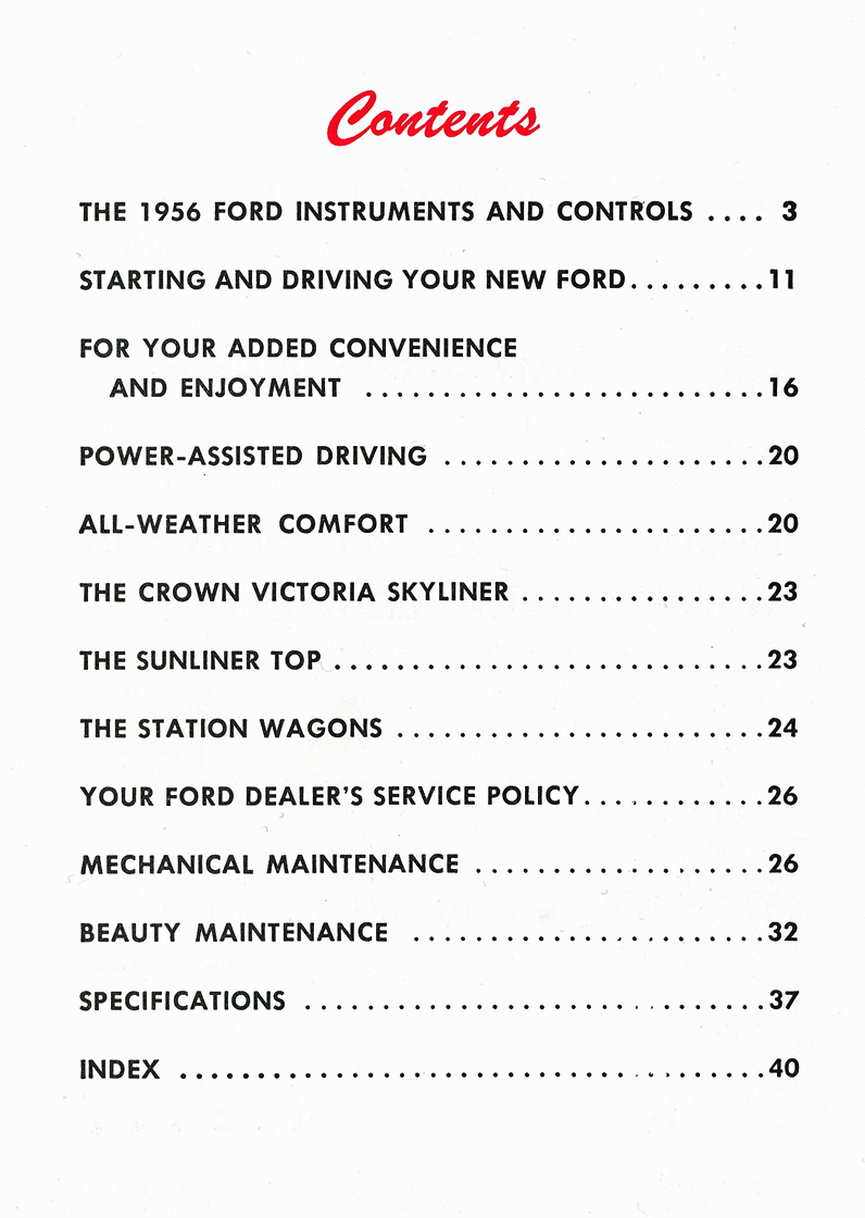 1956 Ford Owner's Manual | Pages 1-9 | Chuck Gardiner