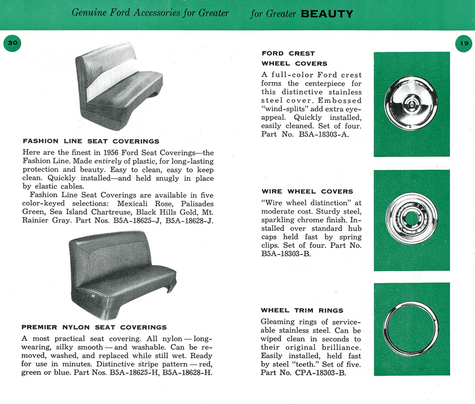 Fashion Line Seat Coverings&nbsp;&nbsp; Premier Nylon Seat Coverings&nbsp;&nbsp; Ford Crest Wheel Covers&nbsp;&nbsp; Wire Wheel Covers&nbsp;&nbsp; Wheel Trim Rings