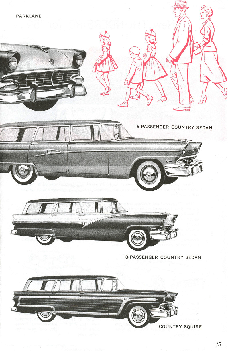 All The Facts Page 13&nbsp;&nbsp; Station Wagons&nbsp;&nbsp; Parklane&nbsp;&nbsp; 6-Passenger Country Sedan&nbsp;&nbsp; 8-Passenger Country Sedan&nbsp;&nbsp; Country Squire