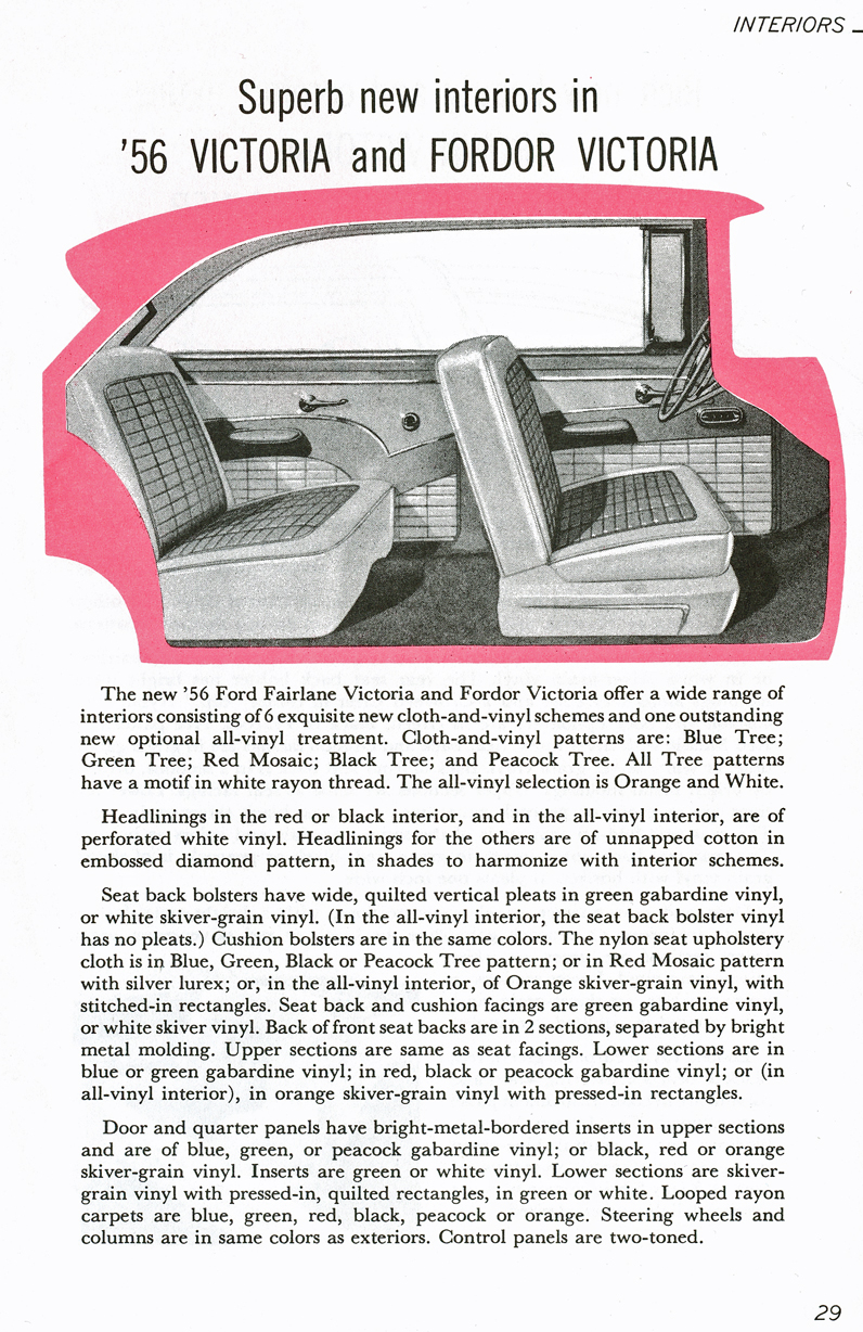 All The Facts Page 29&nbsp;&nbsp; Victoria, Fordor Victoria, Crown Victoria, & Crown Victoria Skyliner Interiors