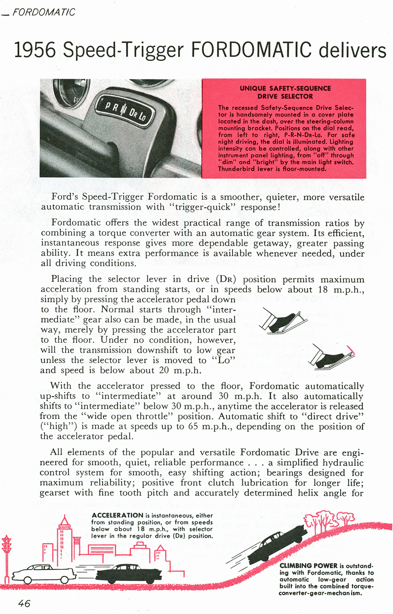 All The Facts Page 46&nbsp;&nbsp; Ford's Speed-Trigger Fordomatic Automatic Transmission