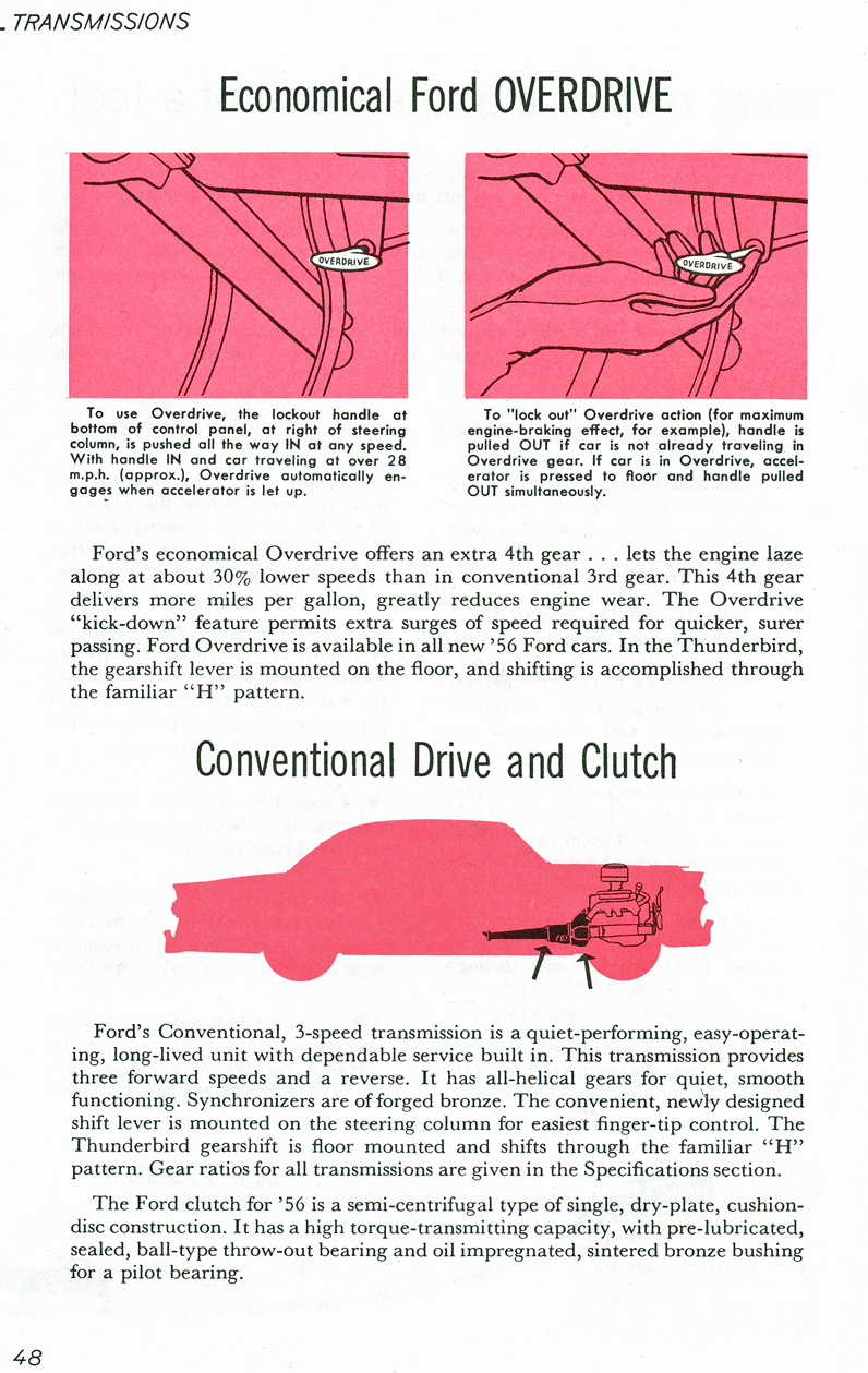 All The Facts Page 48&nbsp;&nbsp; Economical Ford Overdrive&nbsp;&nbsp; Conventional Drive & Clutch