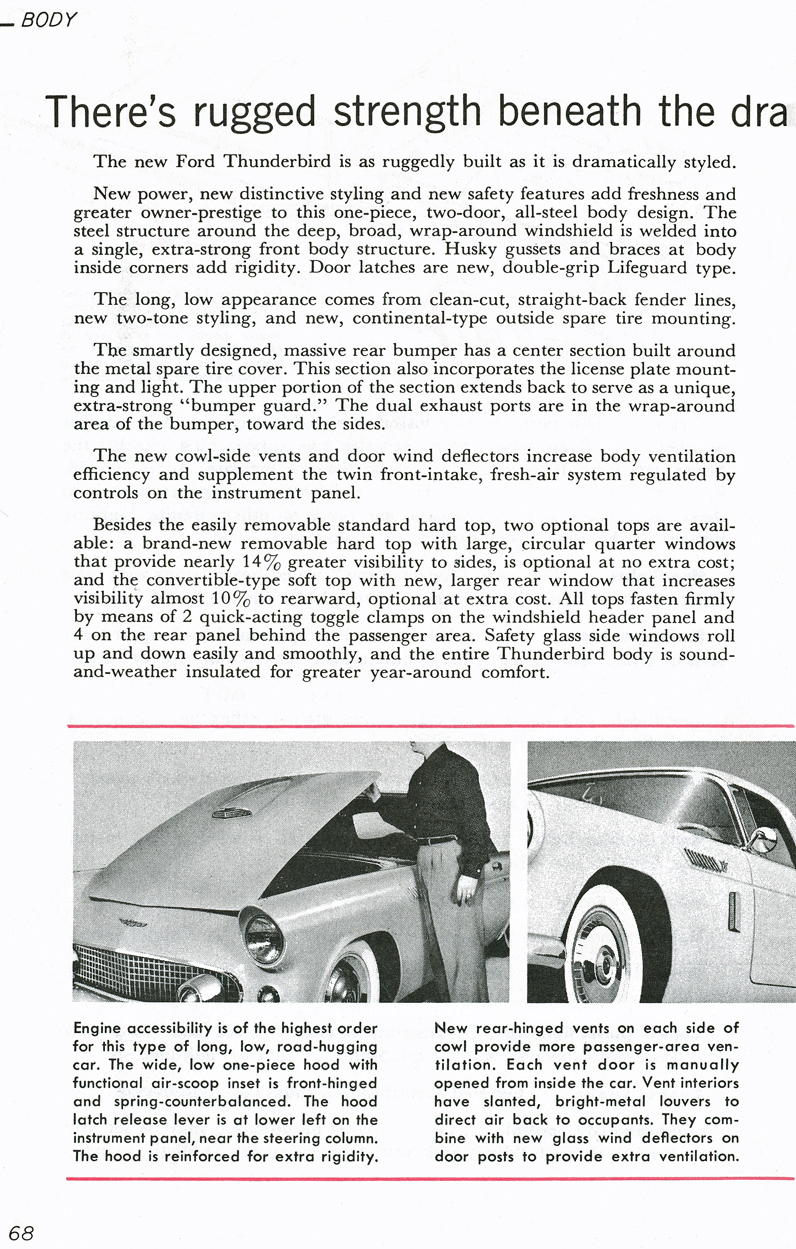 All The Facts Page 68&nbsp;&nbsp; Thunderbird&nbsp;&nbsp; One-Piece Hood with Functional Air-Scoop&nbsp;&nbsp; Vents&nbsp;&nbsp; Glass Wind Deflectors