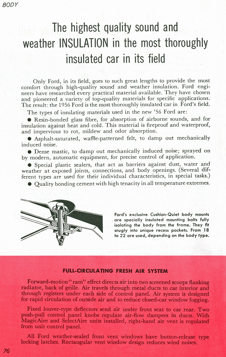 All The Facts Page 76&nbsp;&nbsp; Insulation&nbsp;&nbsp; Body Mounts&nbsp;&nbsp; Full-Circulating Fresh Air System