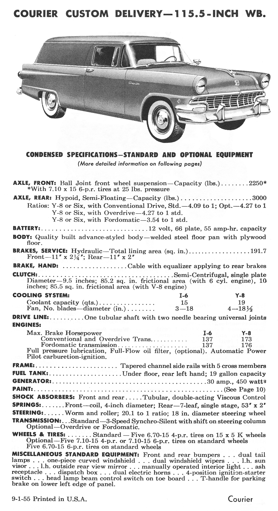 1956 Ford Courier (Sedan Delivery/Custom Delivery)&nbsp; specs