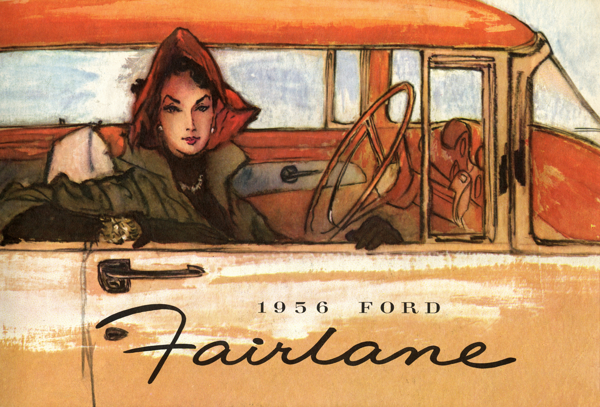 1956 FORD Fairlane brochure cover - illustration of Fairlane Victoria