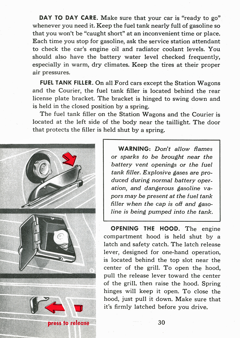 Day To Day Care&nbsp;&nbsp; Fuel Tank Filler&nbsp;&nbsp; Opening The Hood
