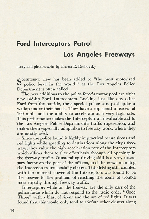 Ford Times Magzine&nbsp;&nbsp; Ford Interceptors Patrol Los Angeles Freeways