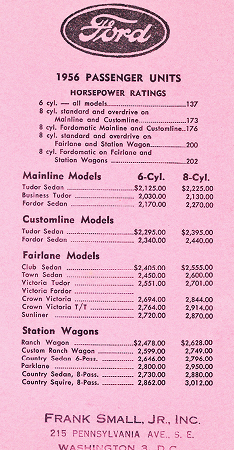 1956 Ford Passenger Units&nbsp; Frank Small Jr. Inc.