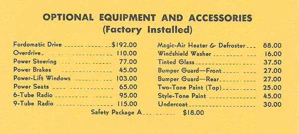 New 1956 Ford Price List Hill & Sanders Inc.