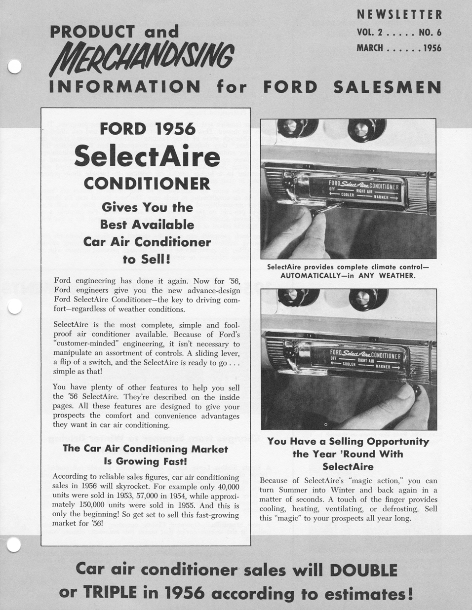 1956 Ford SelecAire Conditioner Product & Merchandising Info For Ford Salesmen&nbsp; page 1