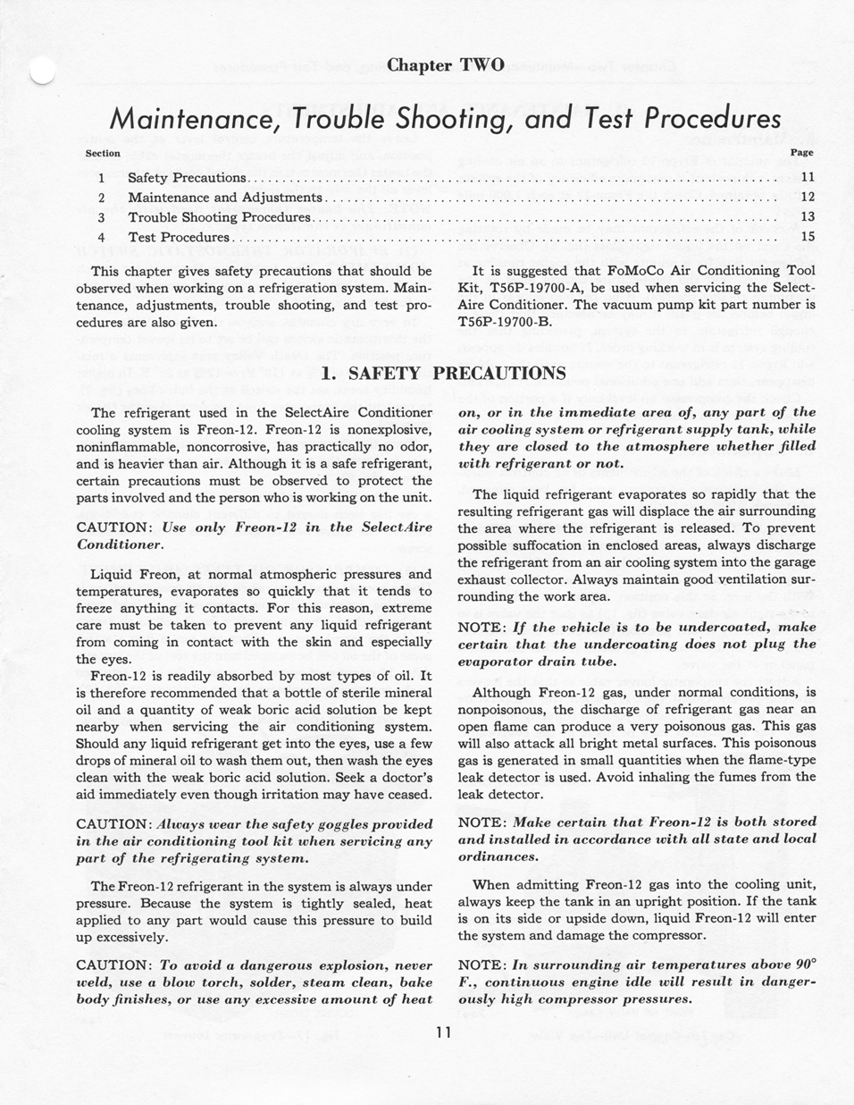 1956 Ford Car Air Conditioning Shop Manual&nbsp; page 11 - "SelectAire Conditioner"