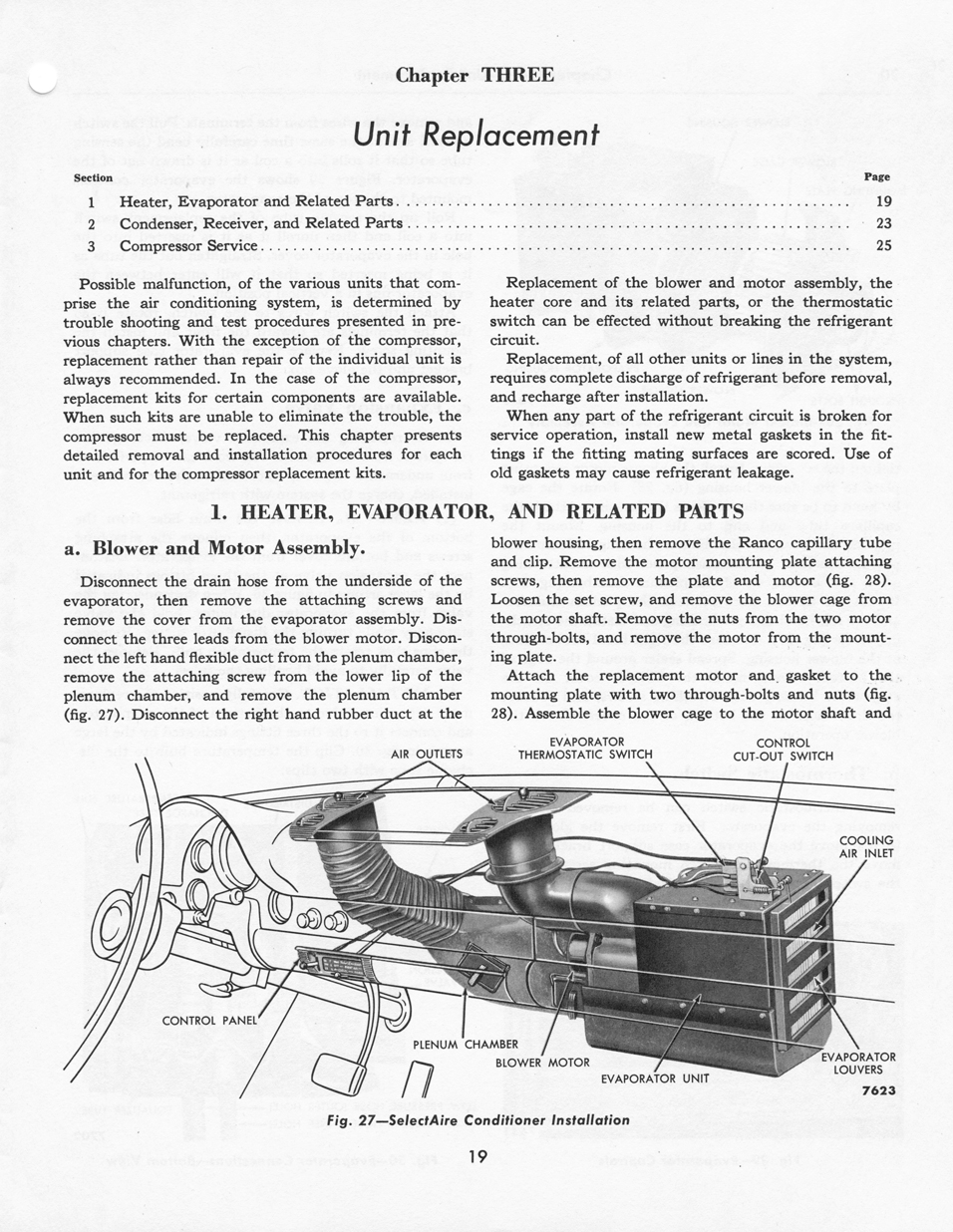 1956 Ford Car Air Conditioning Shop Manual&nbsp; page 19 - "SelectAire Conditioner"