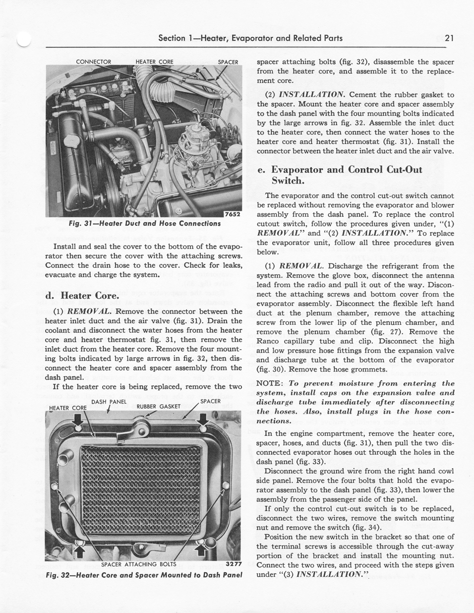 1956 Ford Car Air Conditioning Shop Manual Page 21 - "SelectAire Conditioner"