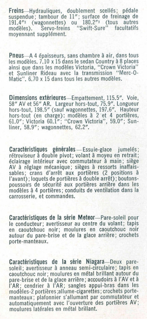 1956 Meteor&nbsp;&nbsp; Meteor Niagara&nbsp;&nbsp; Meteor Rideau specs page 2 of 3