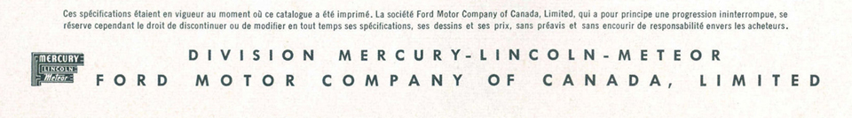 Division Mercury-Lincoln-Meteor, Ford Motor Company of Canada, Limited
