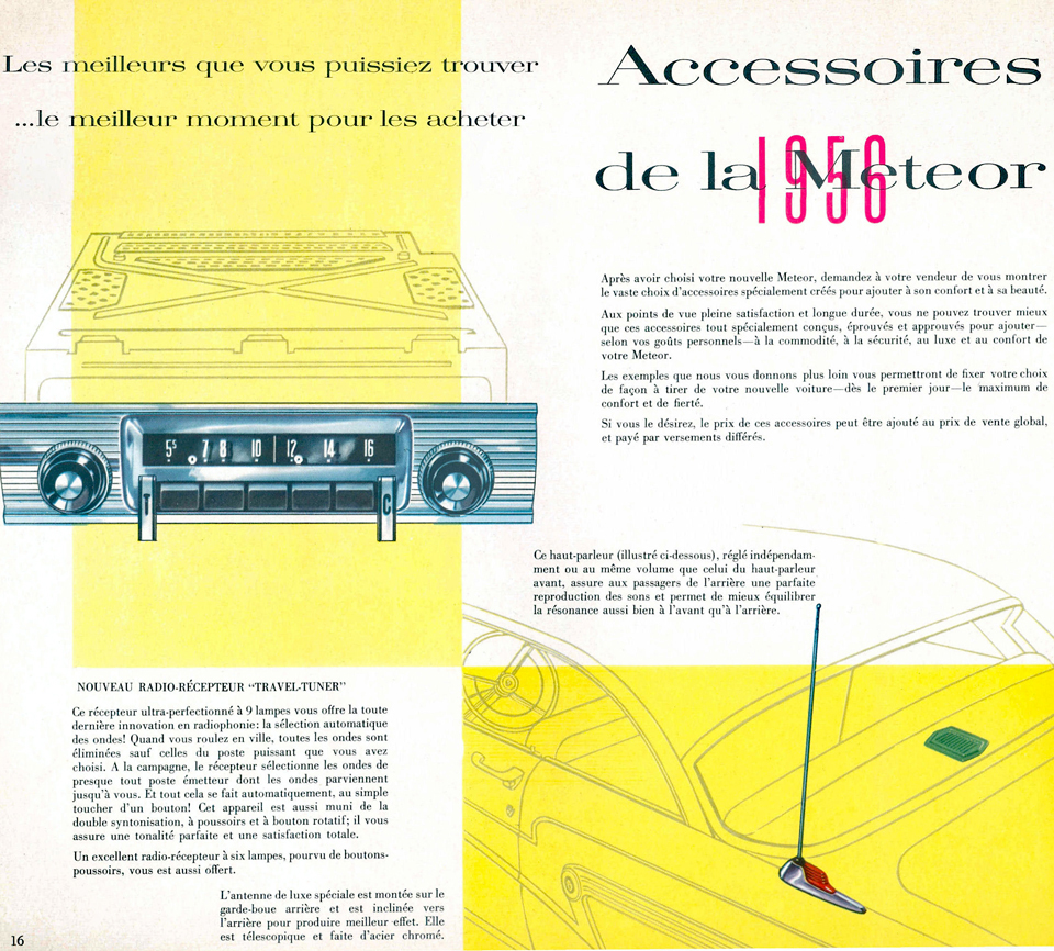 1956 Meteor&nbsp;&nbsp; Meteor Niagara&nbsp;&nbsp; Meteor Rideau features & accessories