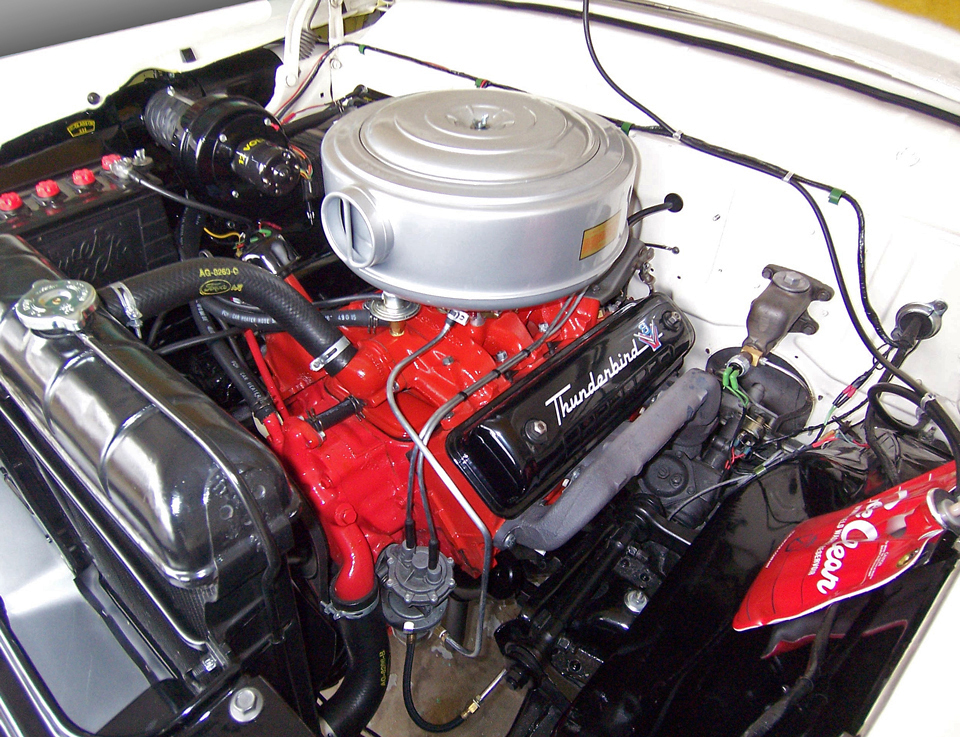 "Thunderbird V-8" 292-cid 202-hp Y-block engine left